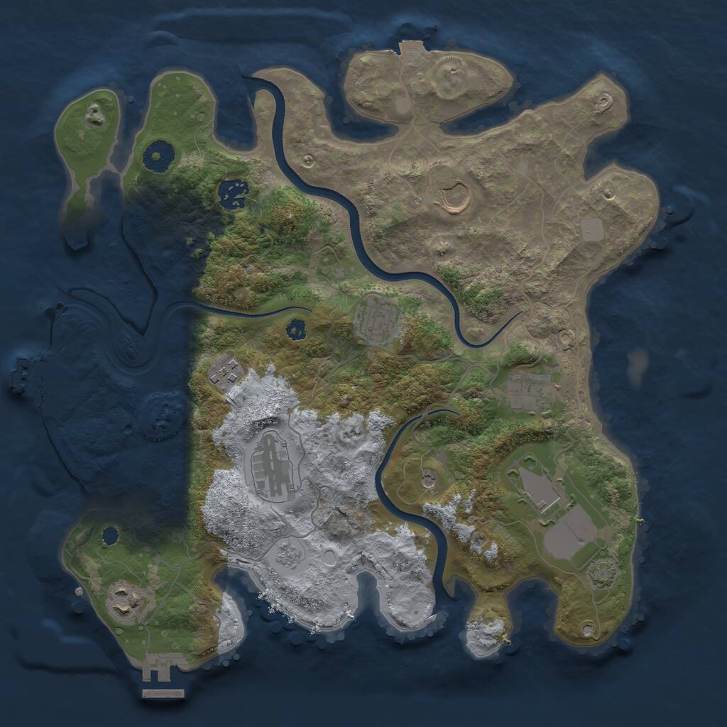 Rust Map: Procedural Map, Size: 3500, Seed: 1241161471, 14 Monuments