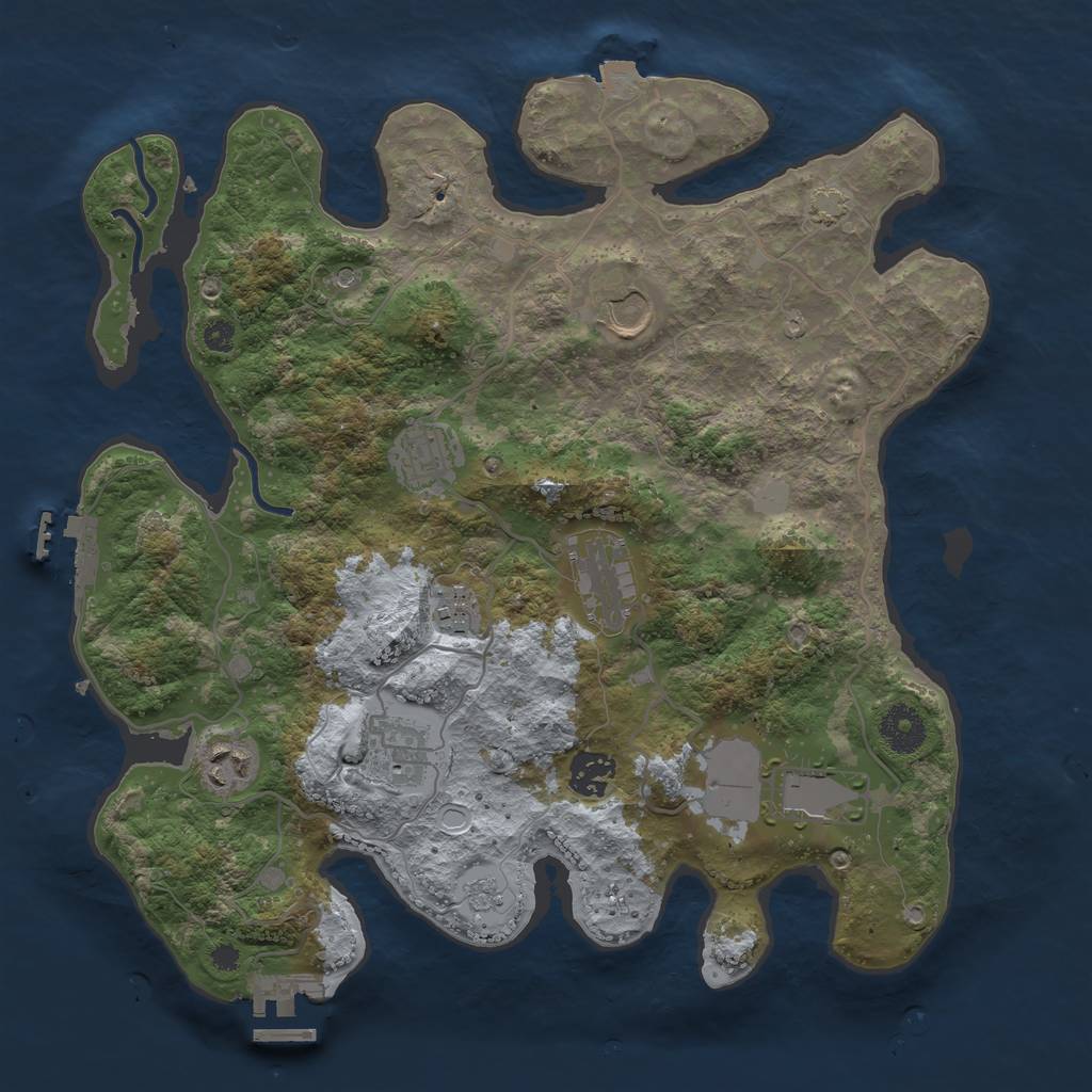 Rust Map: Procedural Map, Size: 3500, Seed: 1241161471, 16 Monuments