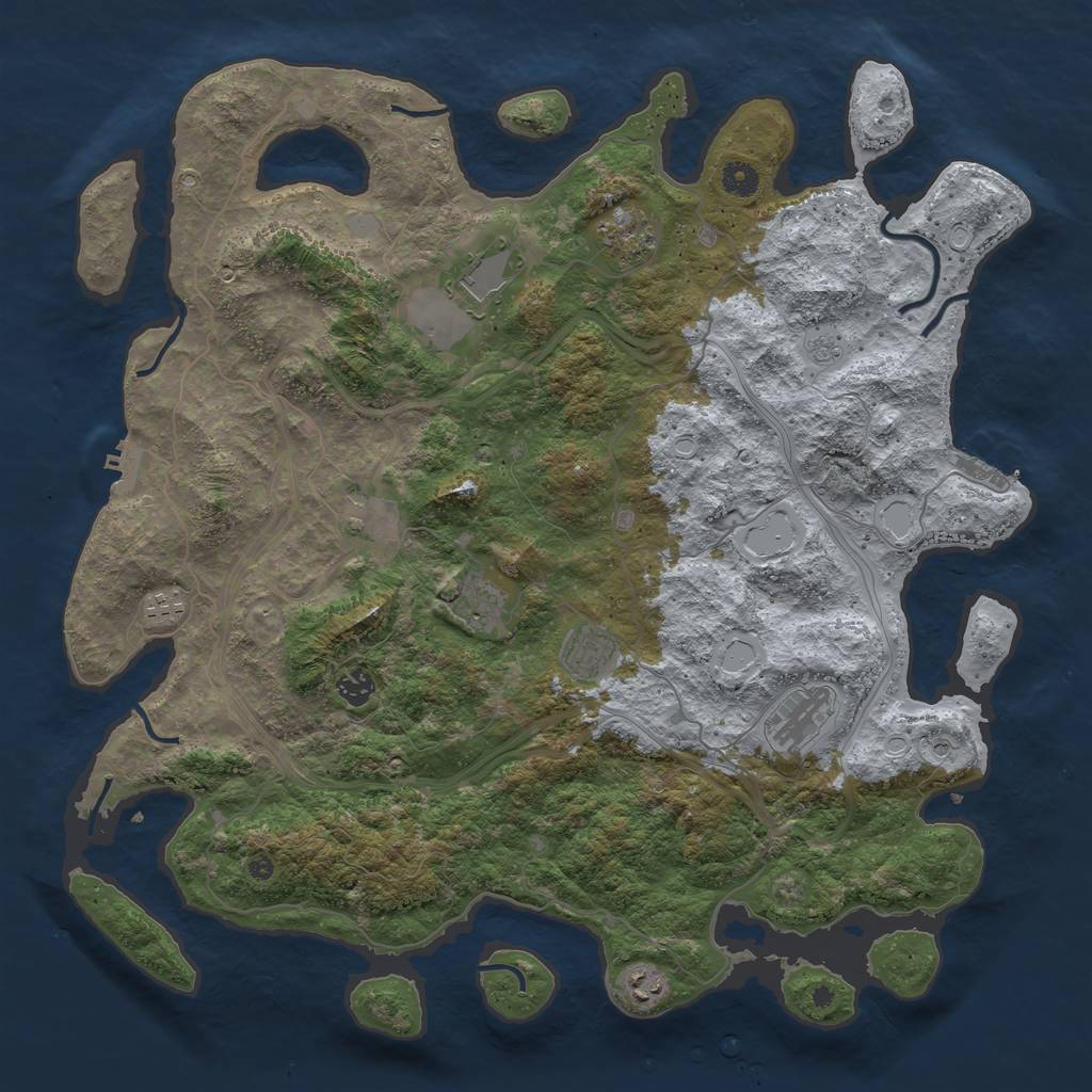 Rust Map: Procedural Map, Size: 4500, Seed: 102225701, 16 Monuments
