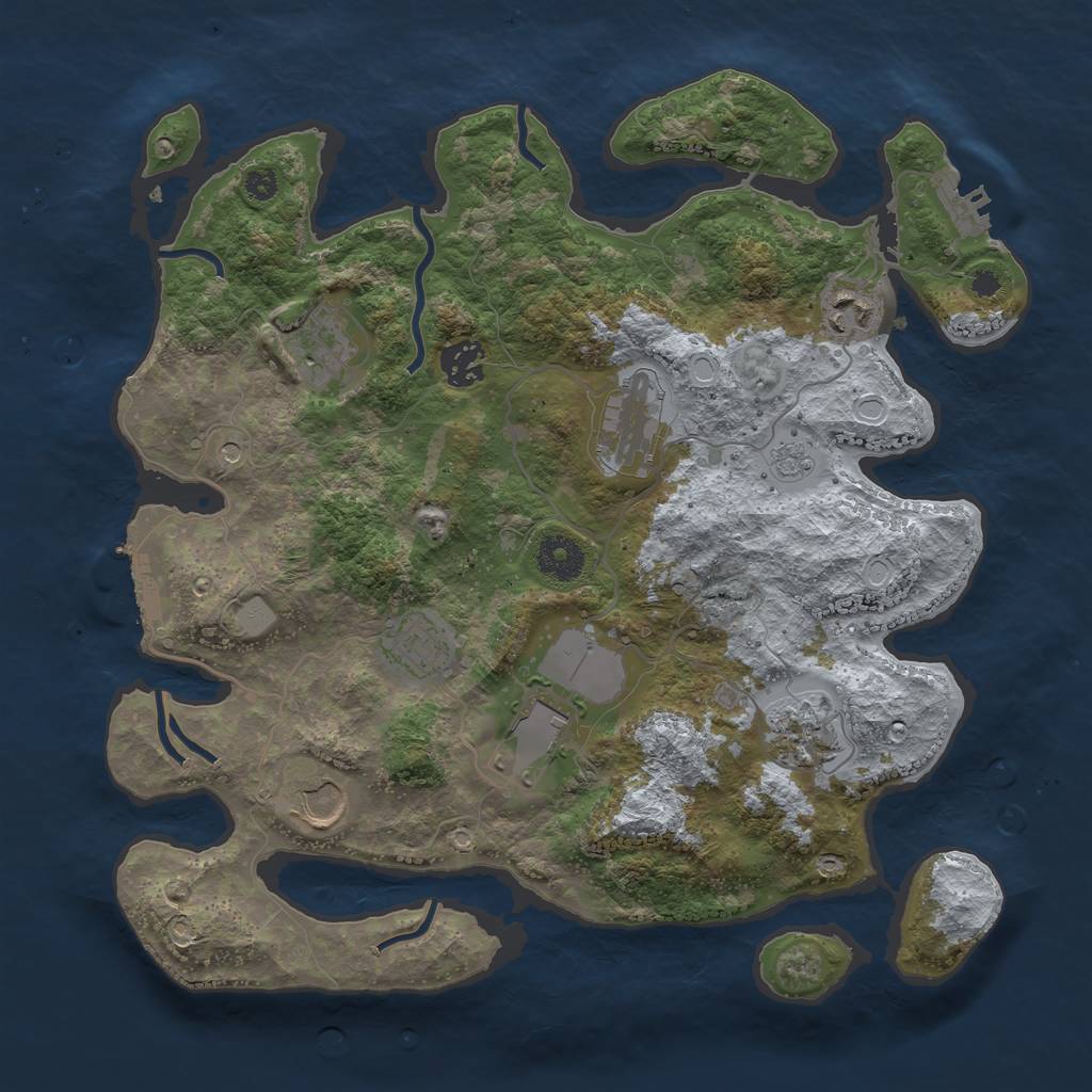 Rust Map: Procedural Map, Size: 3500, Seed: 2110953731, 15 Monuments