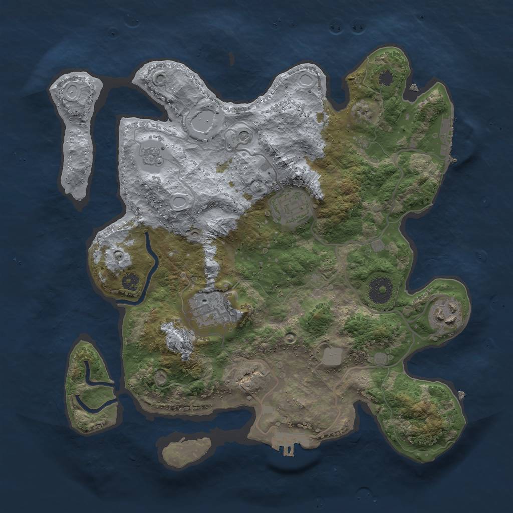 Rust Map: Procedural Map, Size: 3000, Seed: 5345234, 10 Monuments