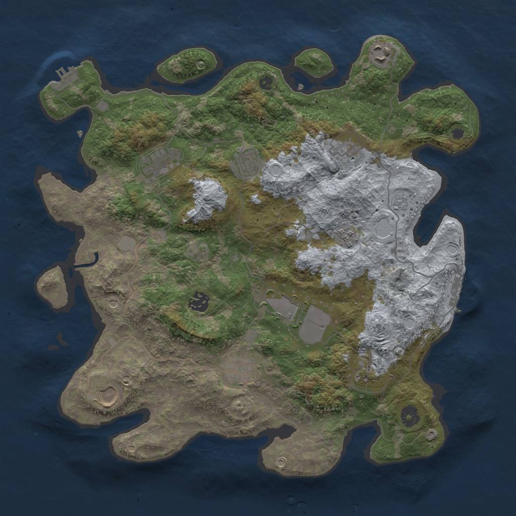 Rust Map: Procedural Map, Size: 3800, Seed: 483066, 17 Monuments