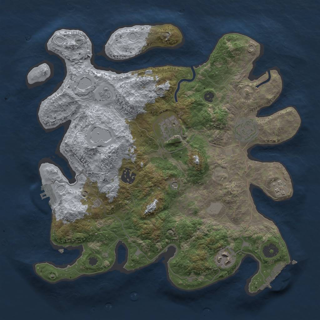 Rust Map: Procedural Map, Size: 3250, Seed: 612351, 12 Monuments