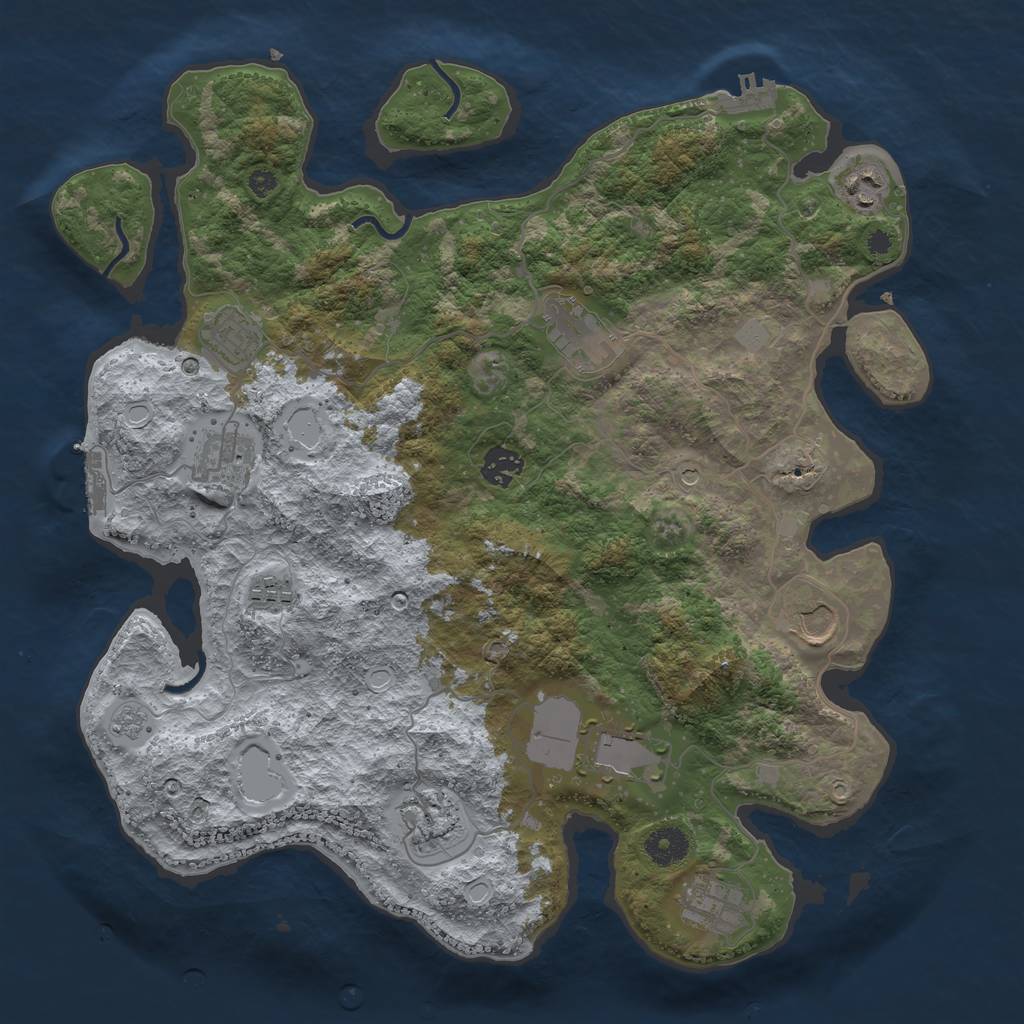 Rust Map: Procedural Map, Size: 3800, Seed: 38419, 17 Monuments