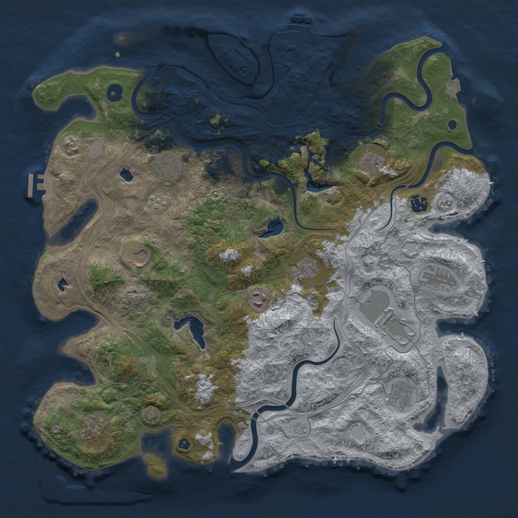 Rust Map: Procedural Map, Size: 4500, Seed: 1112173748, 17 Monuments