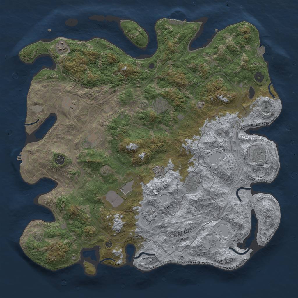 Rust Map: Procedural Map, Size: 4500, Seed: 1112173748, 18 Monuments