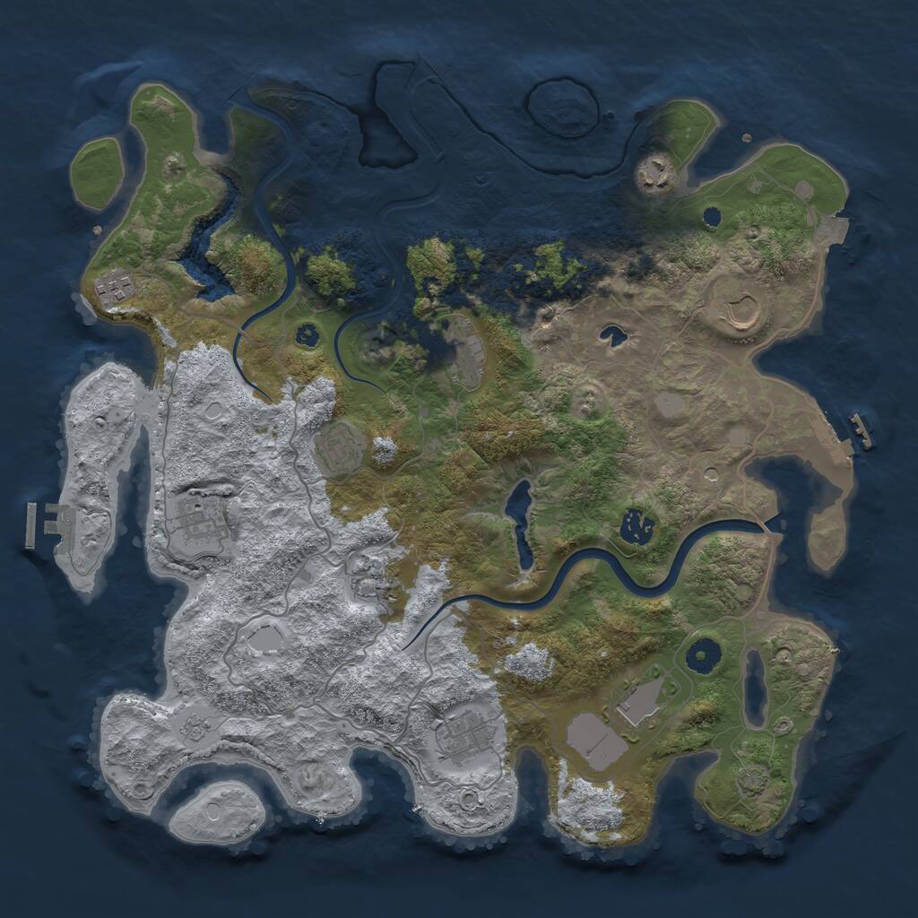 Rust Map: Procedural Map, Size: 4000, Seed: 660394854, 16 Monuments