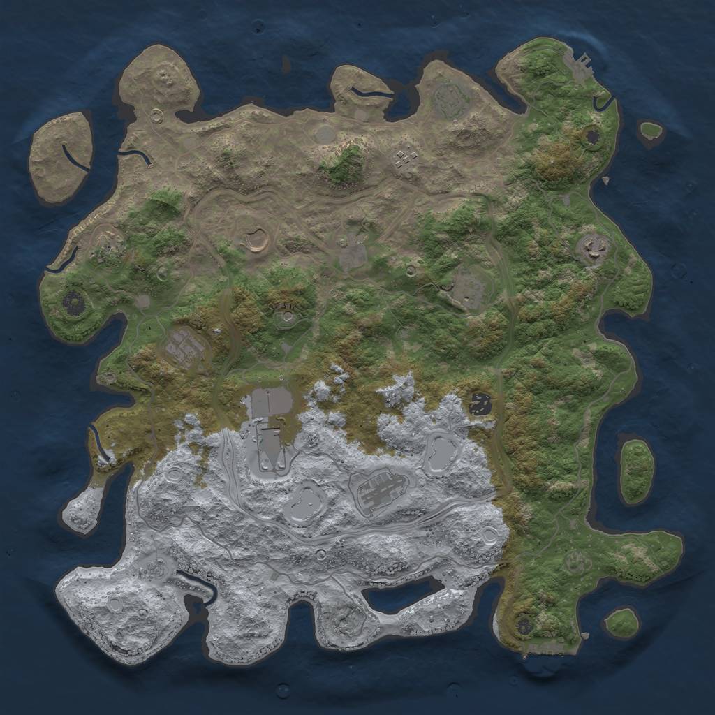Rust Map: Procedural Map, Size: 4500, Seed: 2107956, 18 Monuments