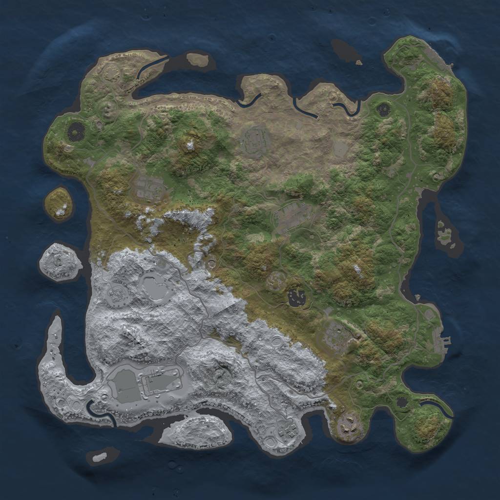 Rust Map: Procedural Map, Size: 4000, Seed: 389536302, 16 Monuments