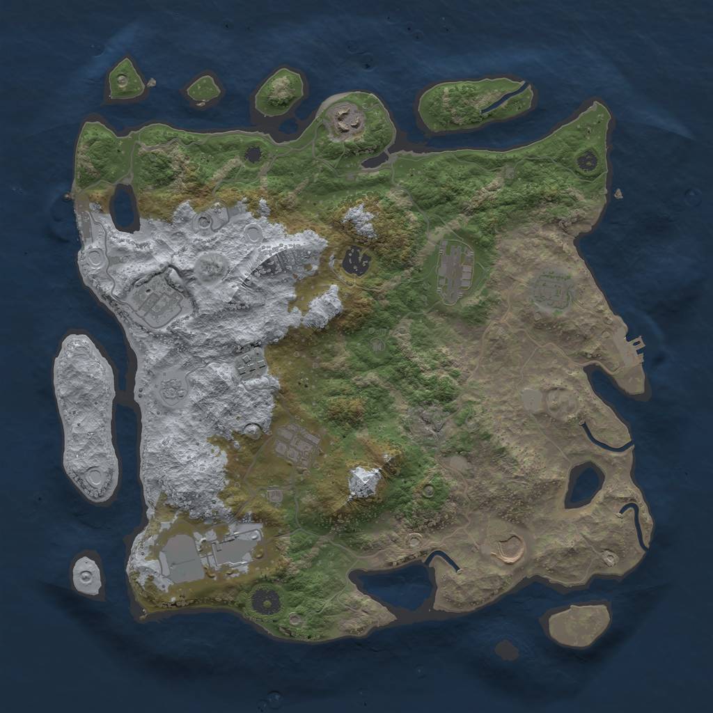 Rust Map: Procedural Map, Size: 3800, Seed: 381862, 16 Monuments