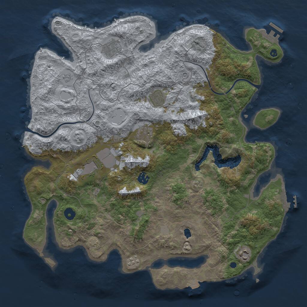 Rust Map: Procedural Map, Size: 4000, Seed: 1823676029, 13 Monuments