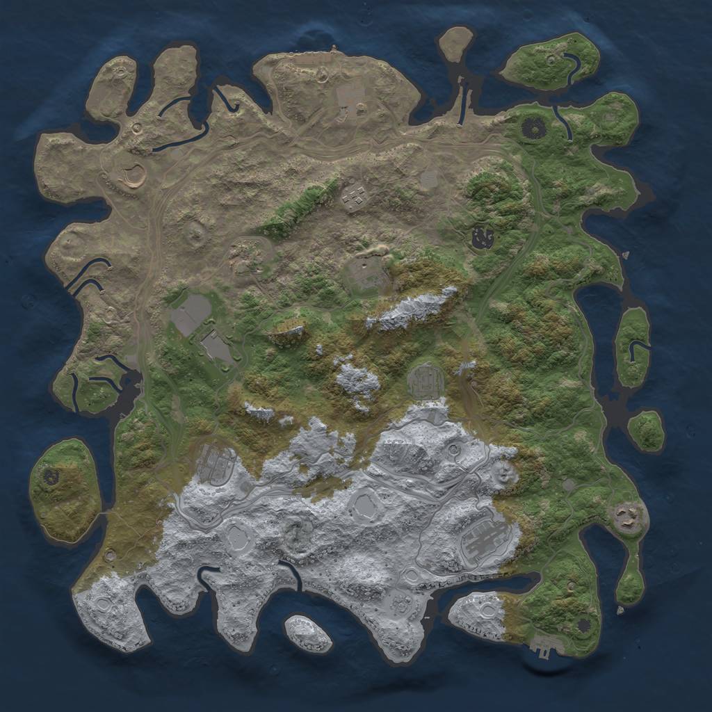 Rust Map: Procedural Map, Size: 4500, Seed: 408809296, 18 Monuments