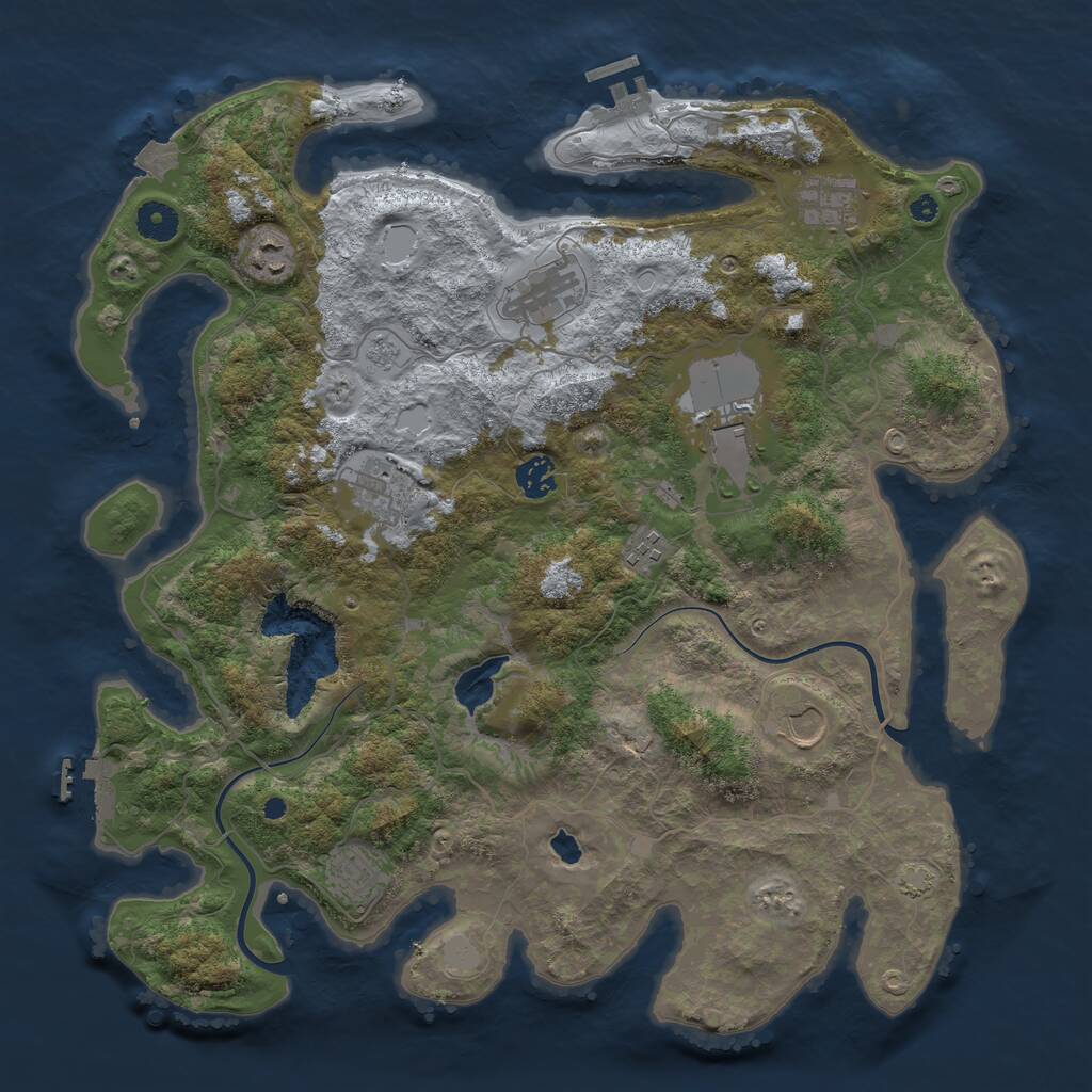 Rust Map: Procedural Map, Size: 4000, Seed: 2073653667, 14 Monuments