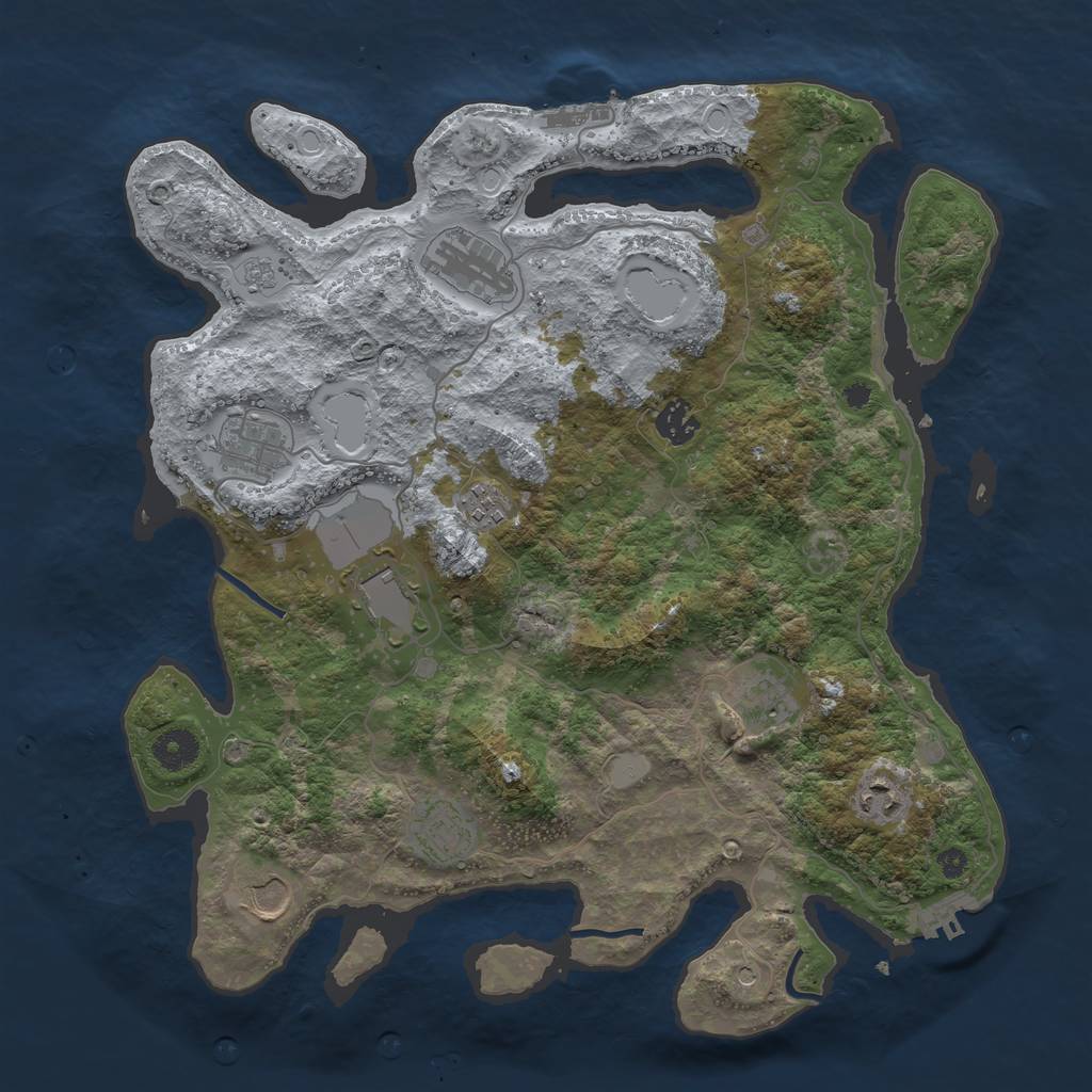 Rust Map: Procedural Map, Size: 3800, Seed: 15928, 16 Monuments