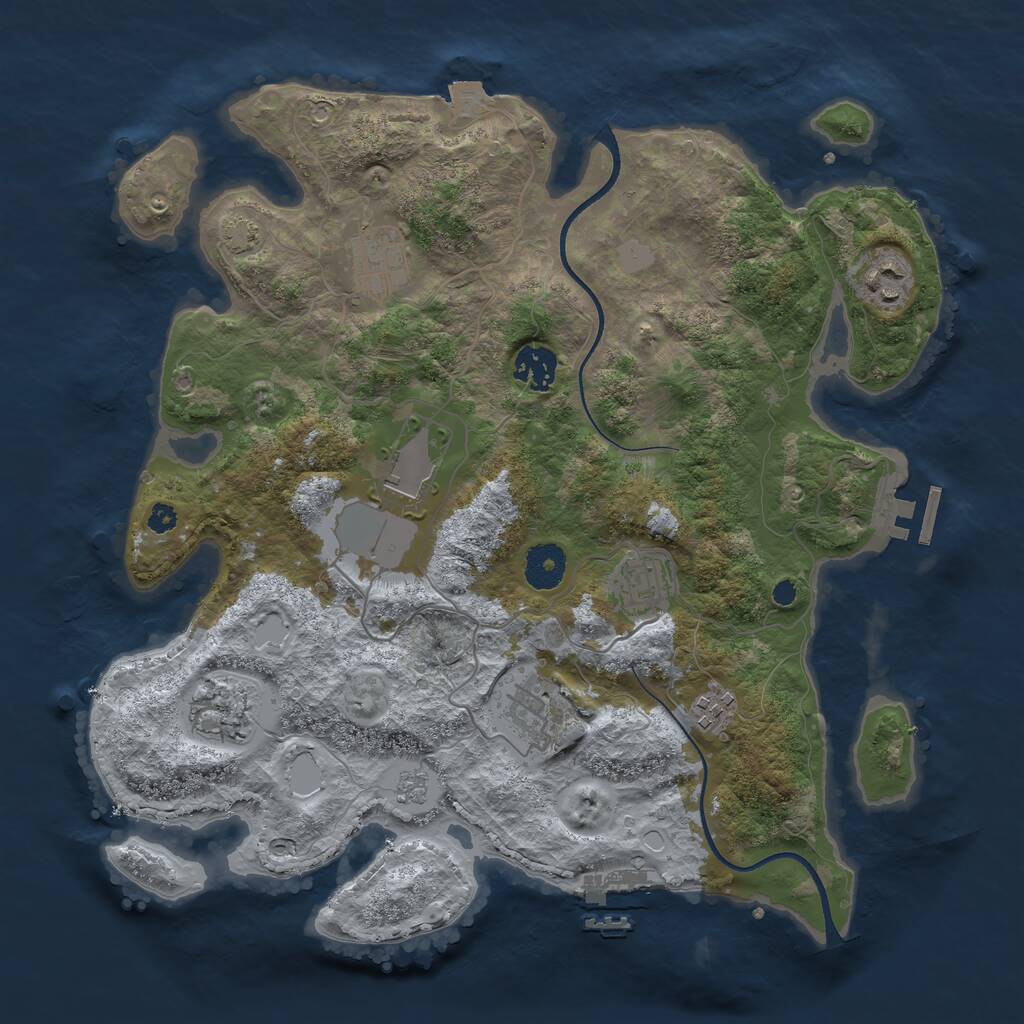 Rust Map: Procedural Map, Size: 3500, Seed: 237241357, 13 Monuments