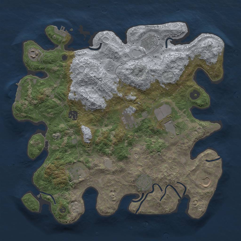 Rust Map: Procedural Map, Size: 3703, Seed: 1, 16 Monuments