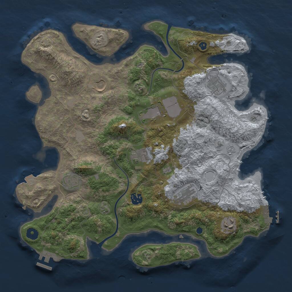 Rust Map: Procedural Map, Size: 3700, Seed: 454469221, 15 Monuments