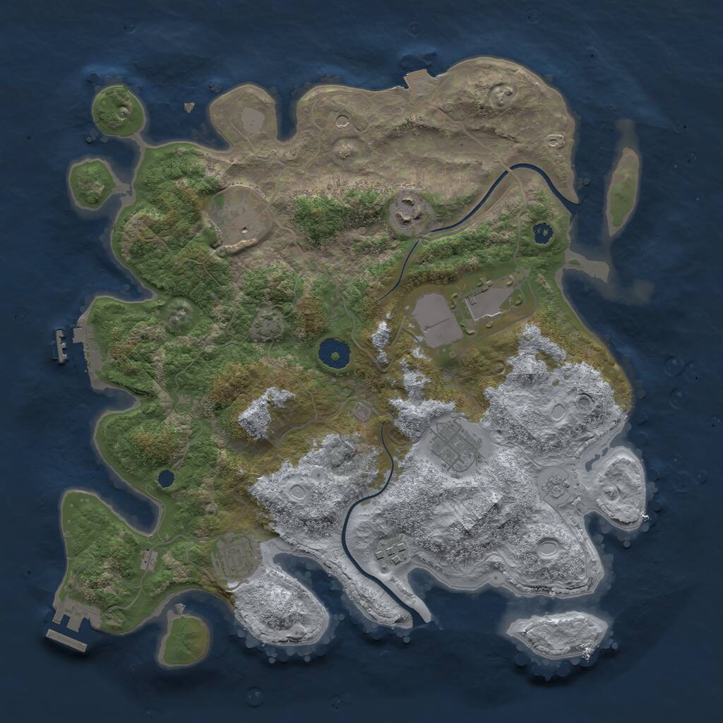 Rust Map: Procedural Map, Size: 3500, Seed: 1522243357, 12 Monuments