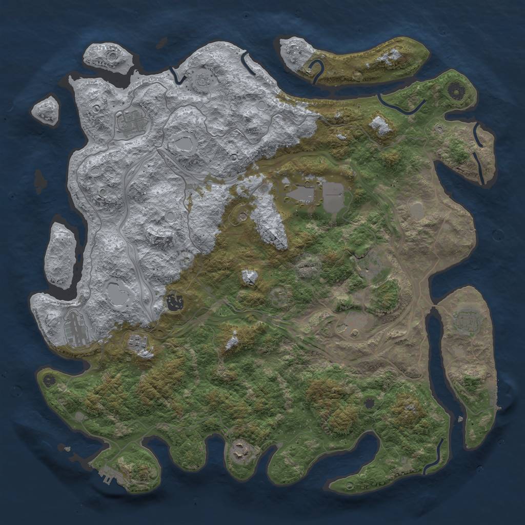 Rust Map: Procedural Map, Size: 4500, Seed: 1848783331, 16 Monuments