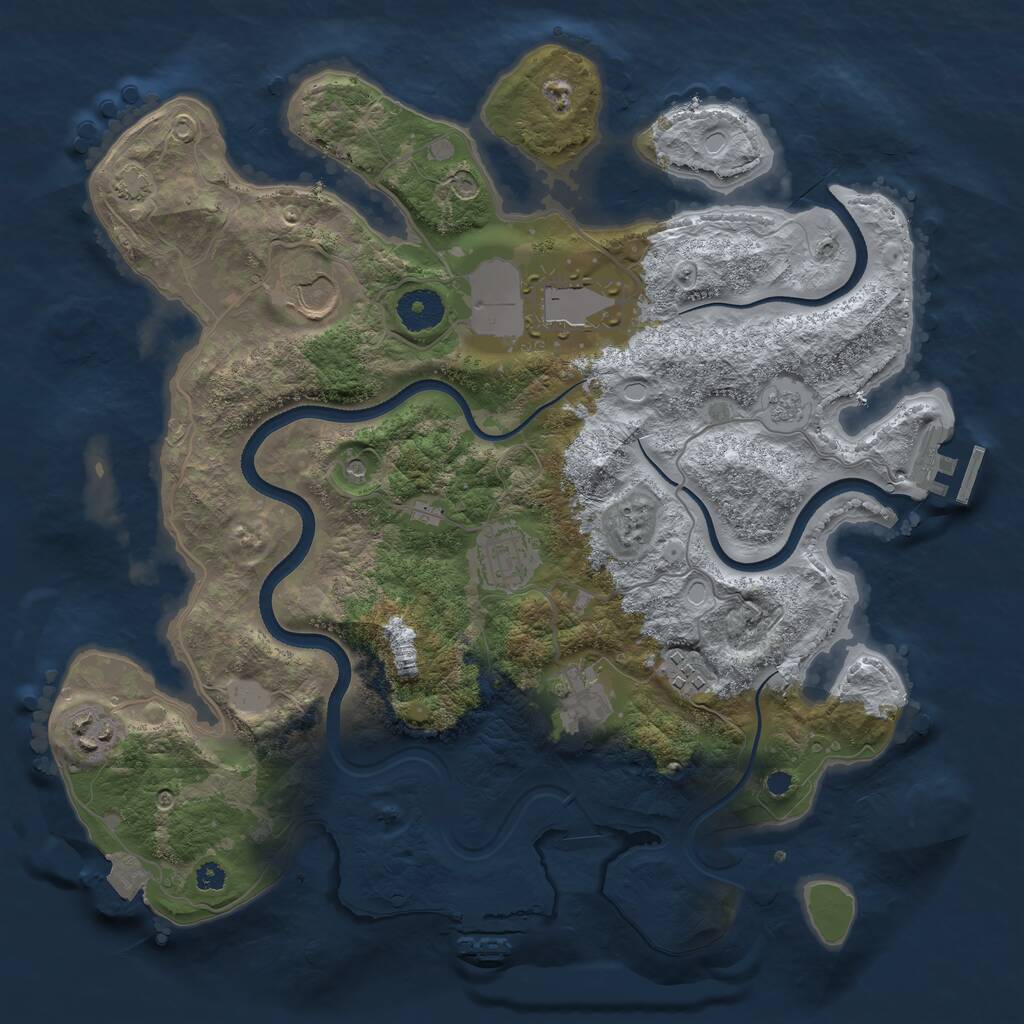 Rust Map: Procedural Map, Size: 3500, Seed: 821984199, 12 Monuments