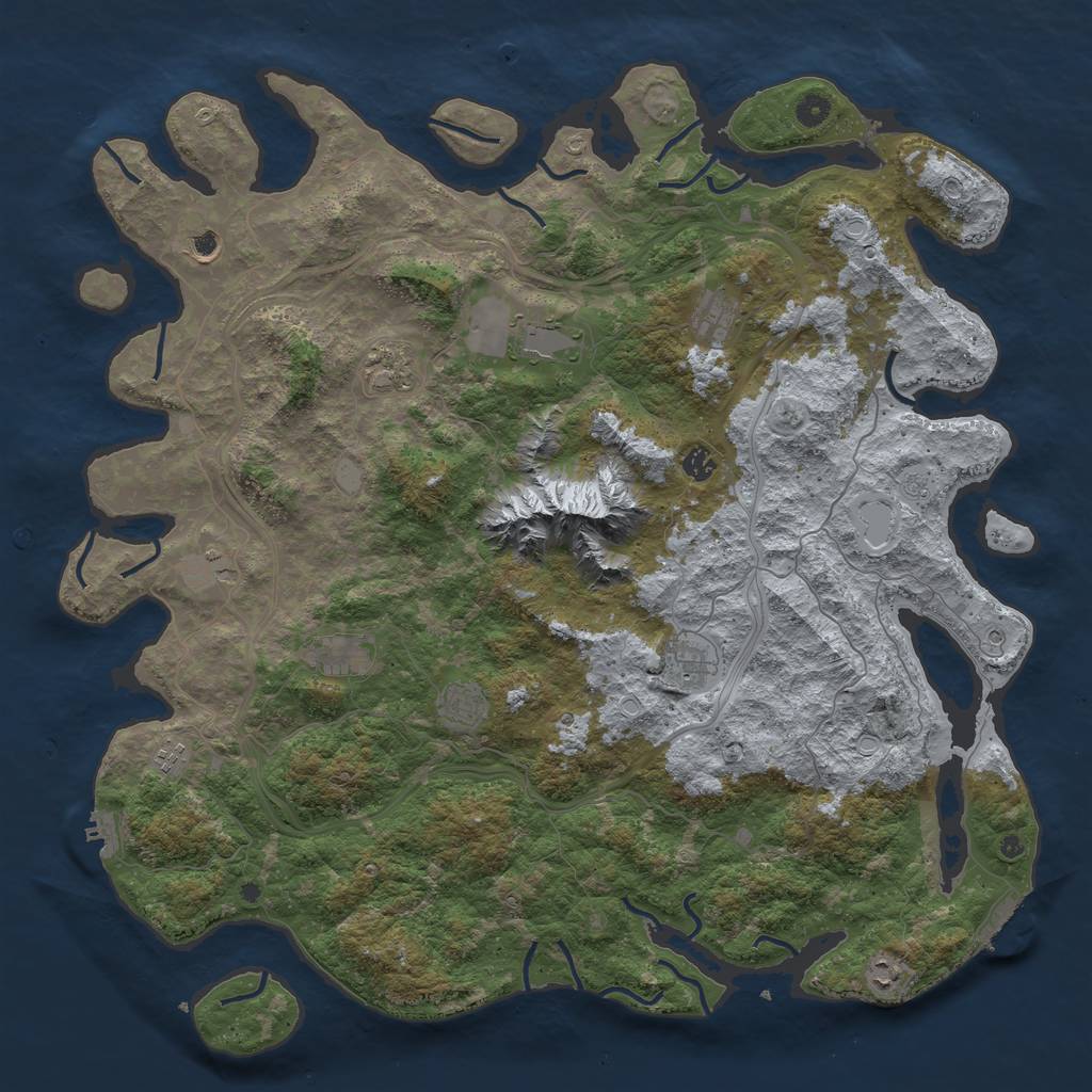 Rust Map: Procedural Map, Size: 5000, Seed: 46543224, 18 Monuments