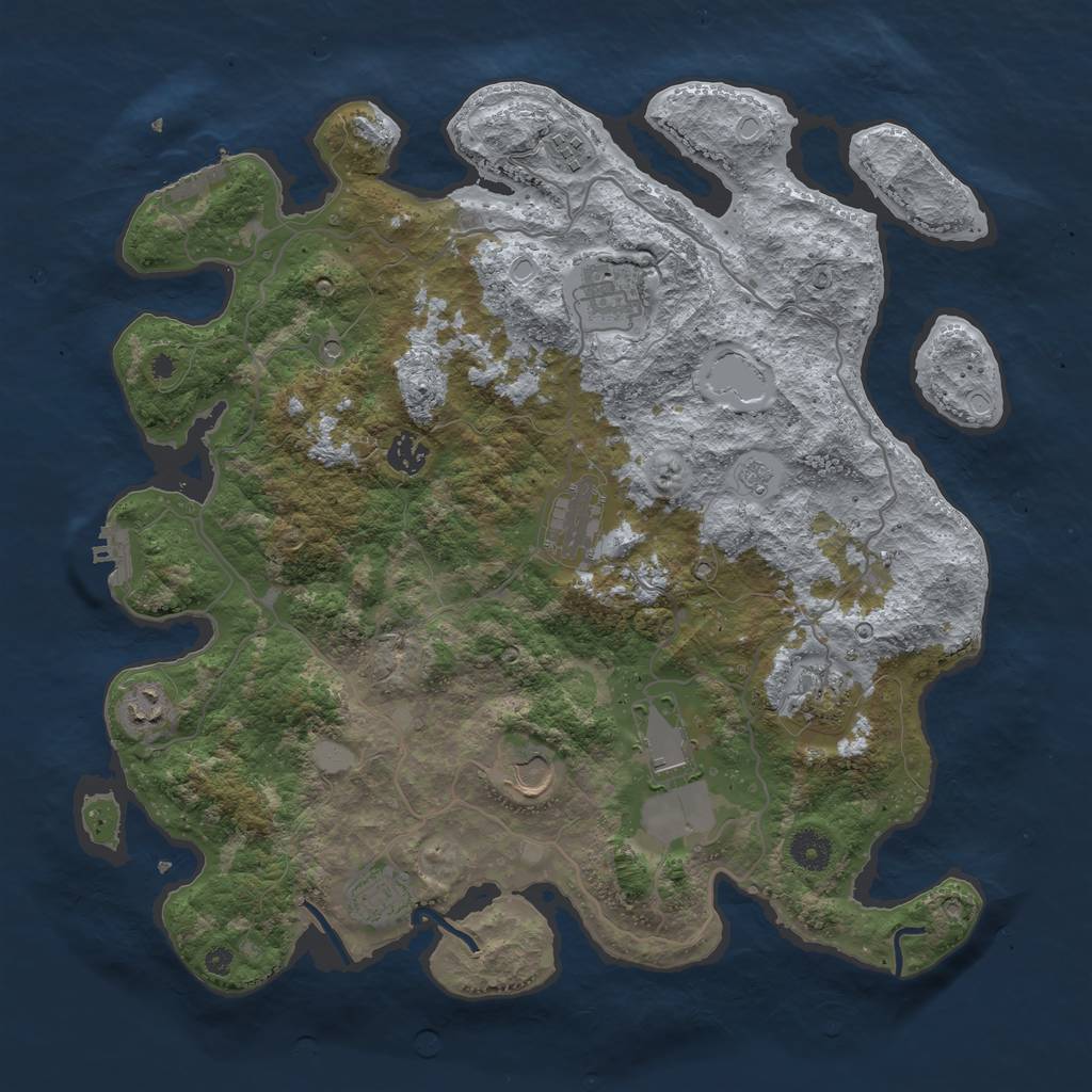 Rust Map: Procedural Map, Size: 4000, Seed: 2101349114, 16 Monuments