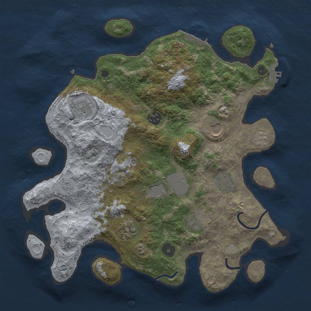 Rust Map: Procedural Map, Size: 3500, Seed: 728109, 15 Monuments