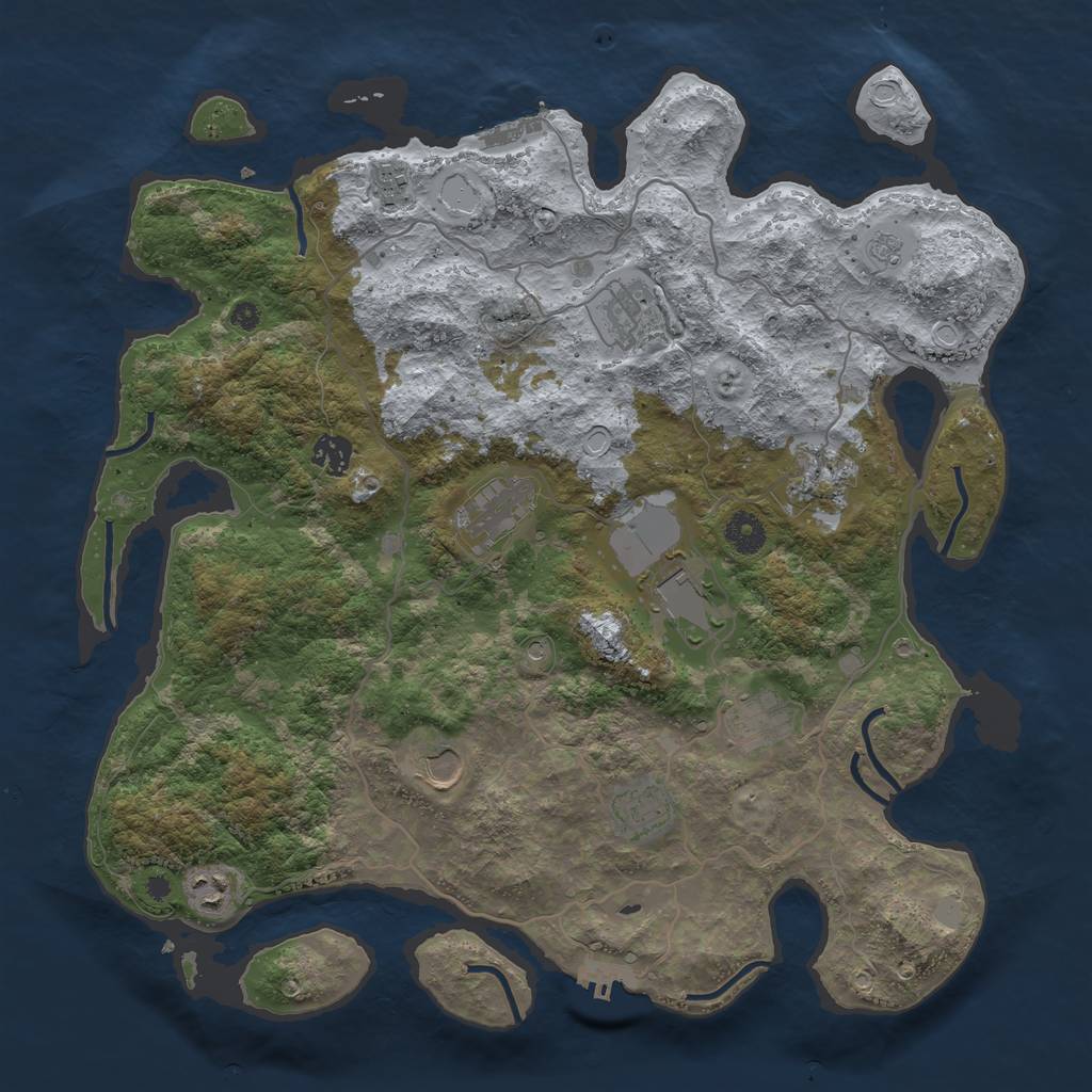 Rust Map: Procedural Map, Size: 4000, Seed: 213458456, 17 Monuments