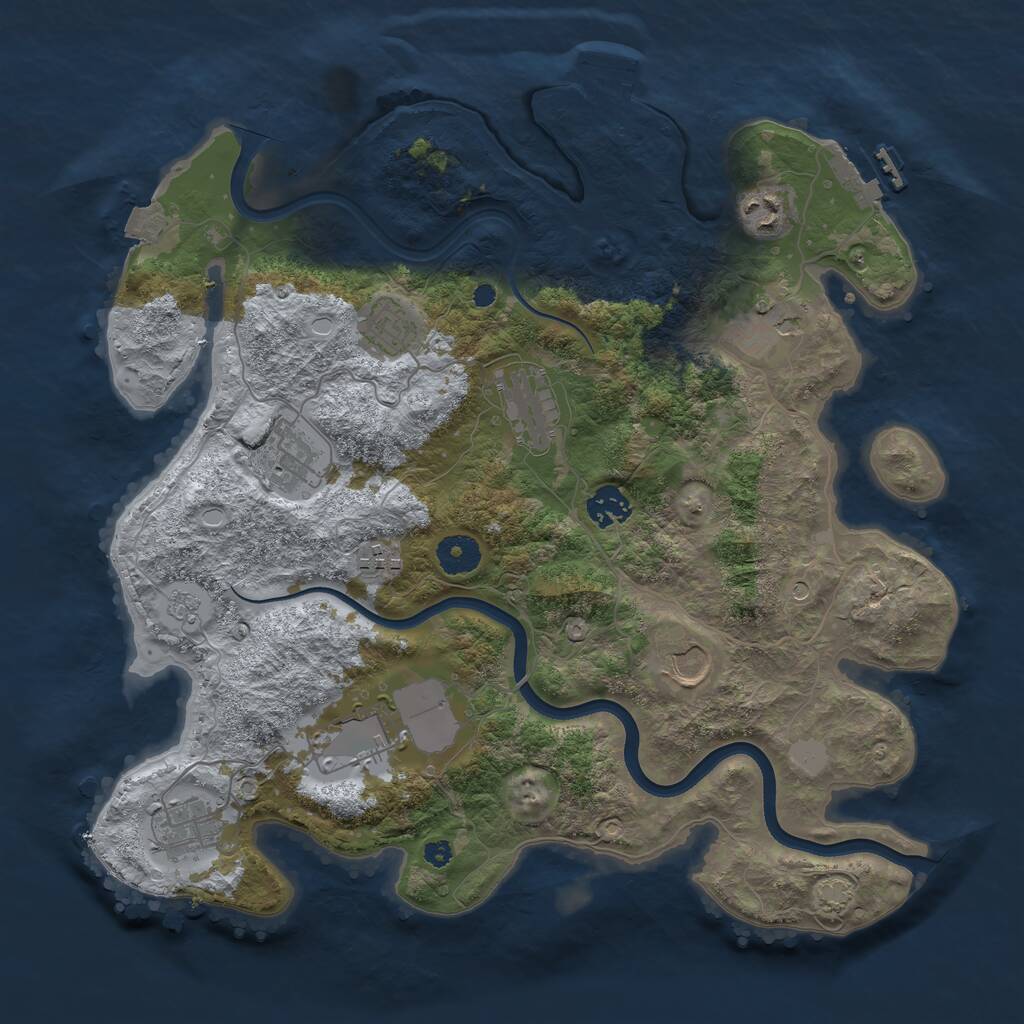 Rust Map: Procedural Map, Size: 3700, Seed: 1277148267, 16 Monuments