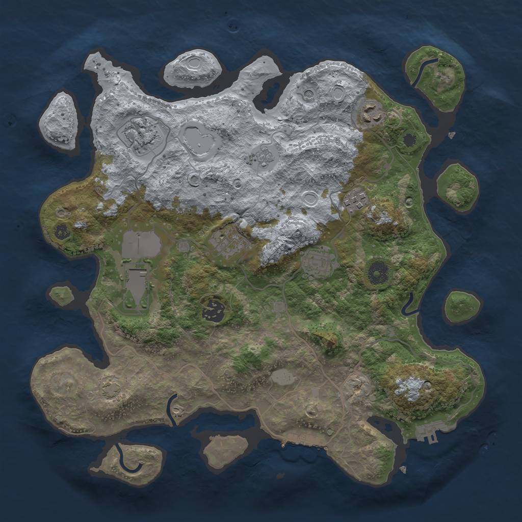 Rust Map: Procedural Map, Size: 3500, Seed: 1674176474, 15 Monuments