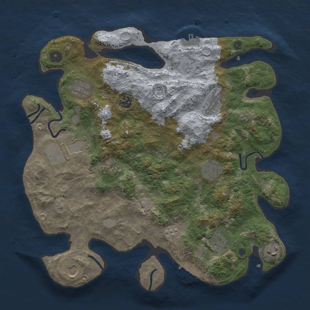 Rust Map: Procedural Map, Size: 3750, Seed: 911469088, 17 Monuments