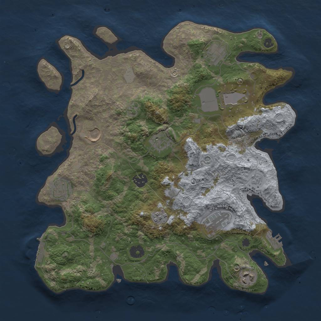 Rust Map: Procedural Map, Size: 3500, Seed: 646665473, 16 Monuments