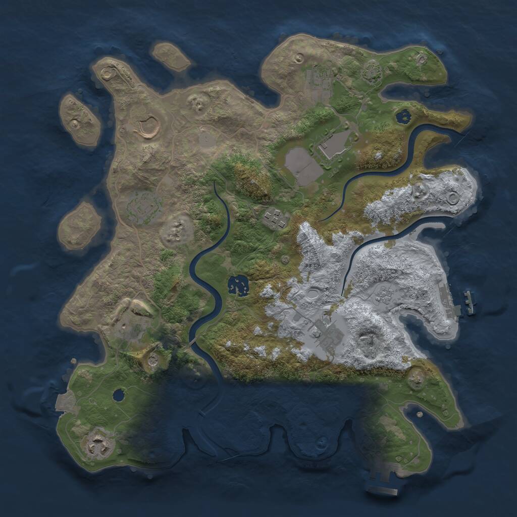 Rust Map: Procedural Map, Size: 3500, Seed: 646665473, 15 Monuments