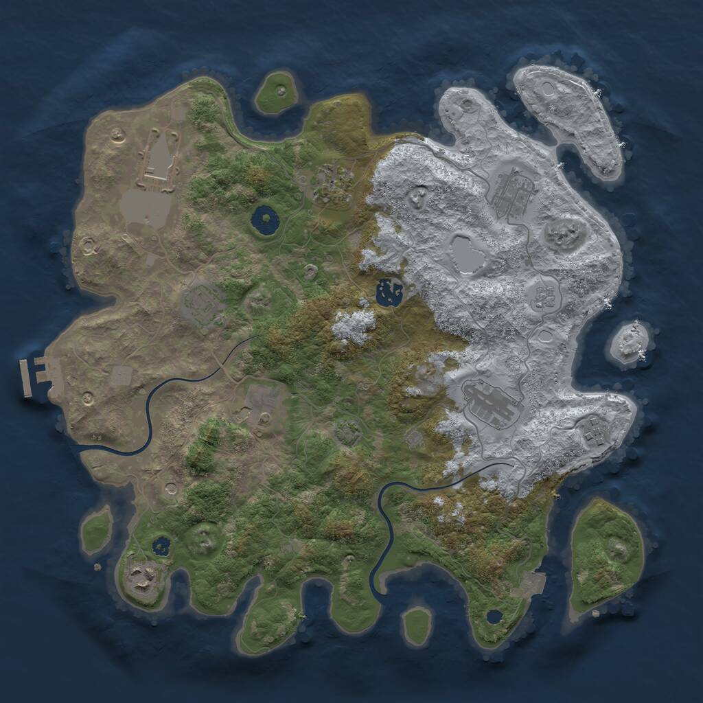 Rust Map: Procedural Map, Size: 3750, Seed: 18316050, 14 Monuments