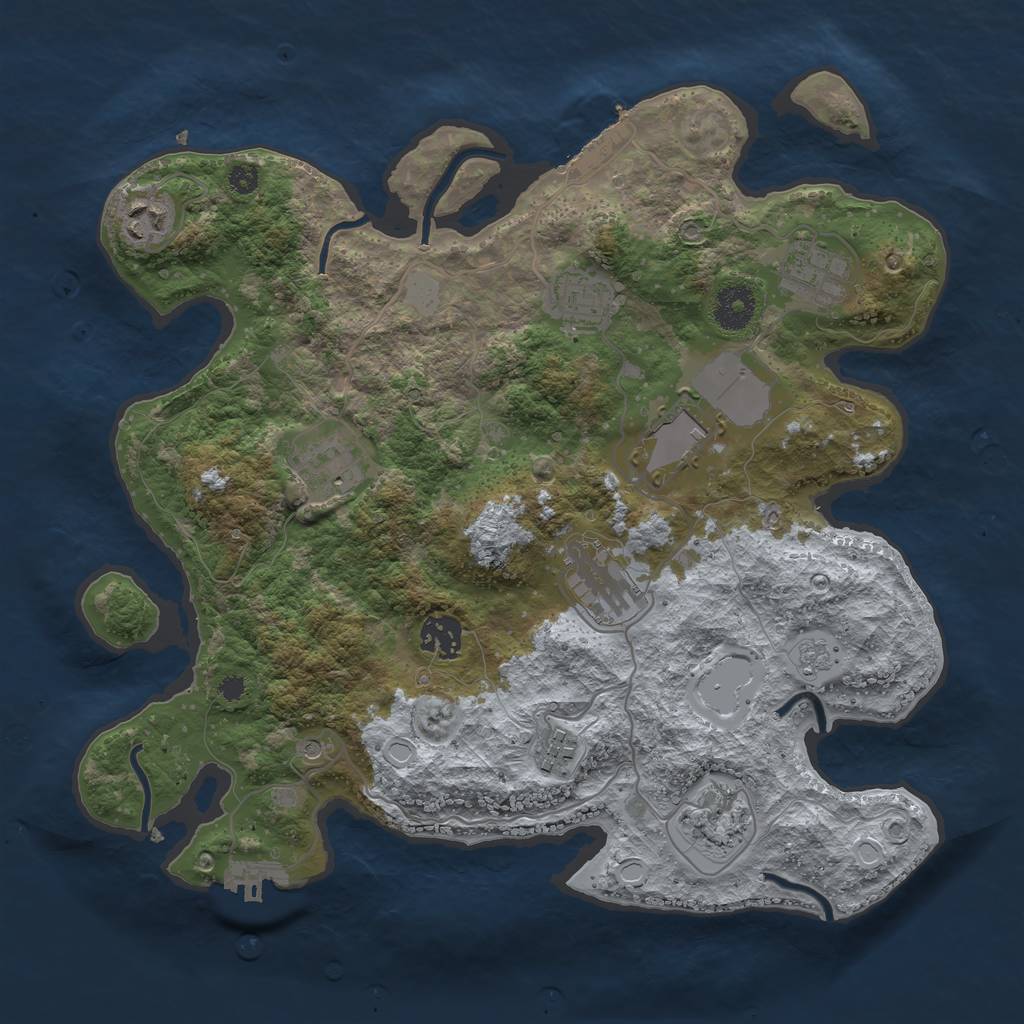 Rust Map: Procedural Map, Size: 3500, Seed: 381798480, 16 Monuments
