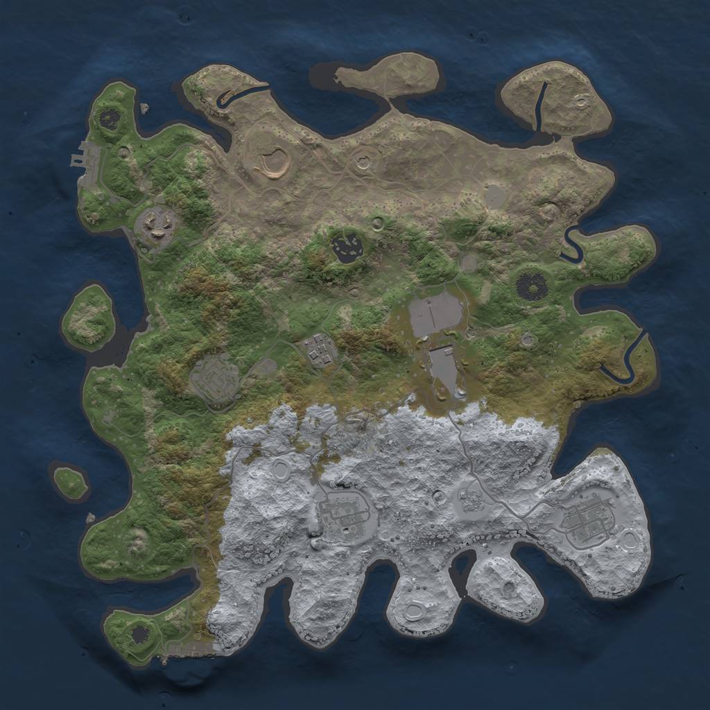 Rust Map: Procedural Map, Size: 3500, Seed: 143486893, 15 Monuments