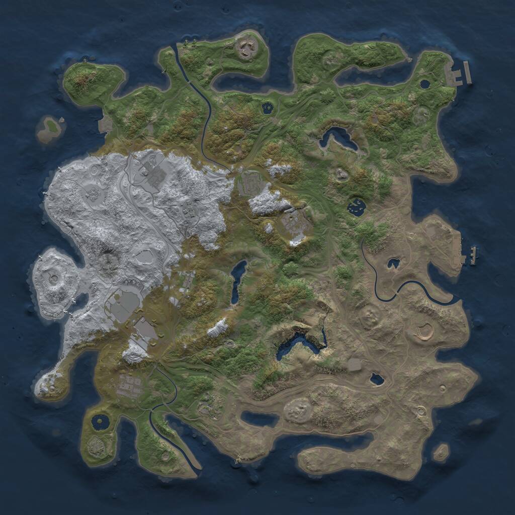Rust Map: Procedural Map, Size: 4500, Seed: 574302501, 16 Monuments
