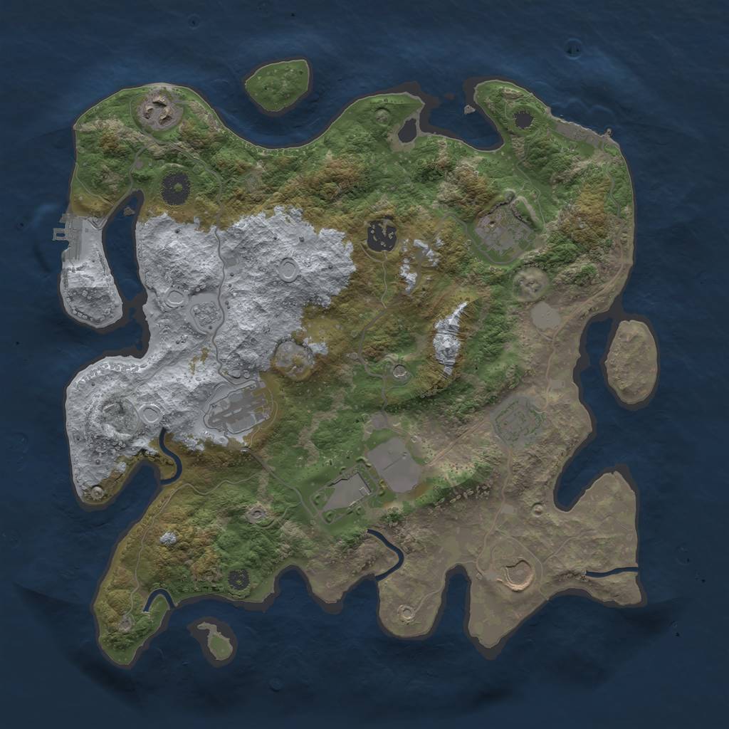 Rust Map: Procedural Map, Size: 3500, Seed: 2847, 14 Monuments