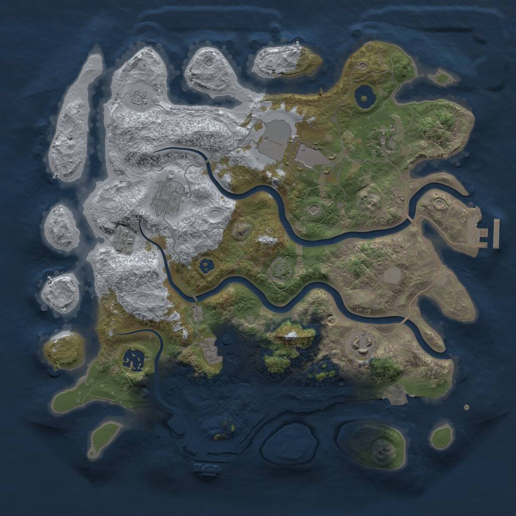 Rust Map: Procedural Map, Size: 3500, Seed: 6797974, 13 Monuments