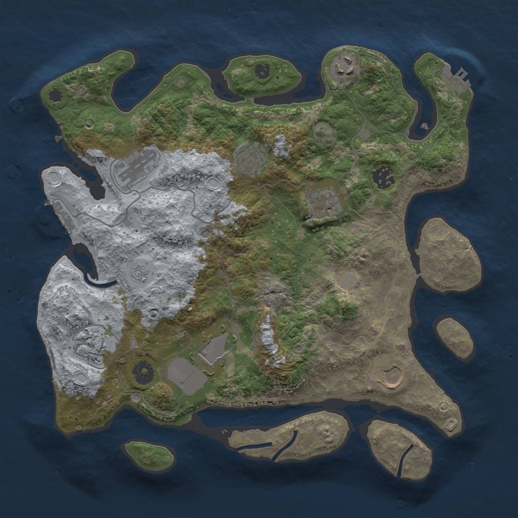Rust Map: Procedural Map, Size: 3500, Seed: 256118468, 15 Monuments