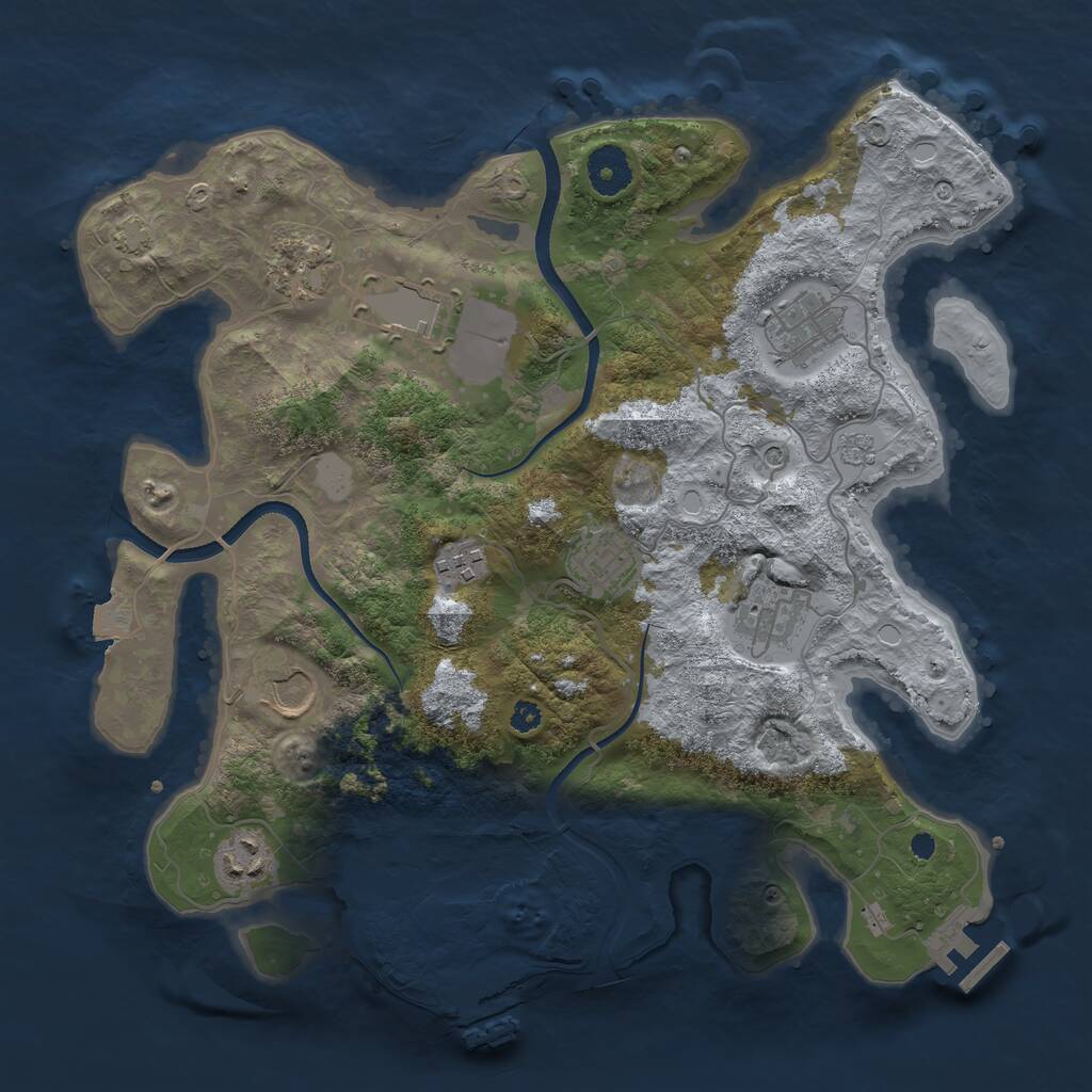 Rust Map: Procedural Map, Size: 3500, Seed: 1949724943, 14 Monuments