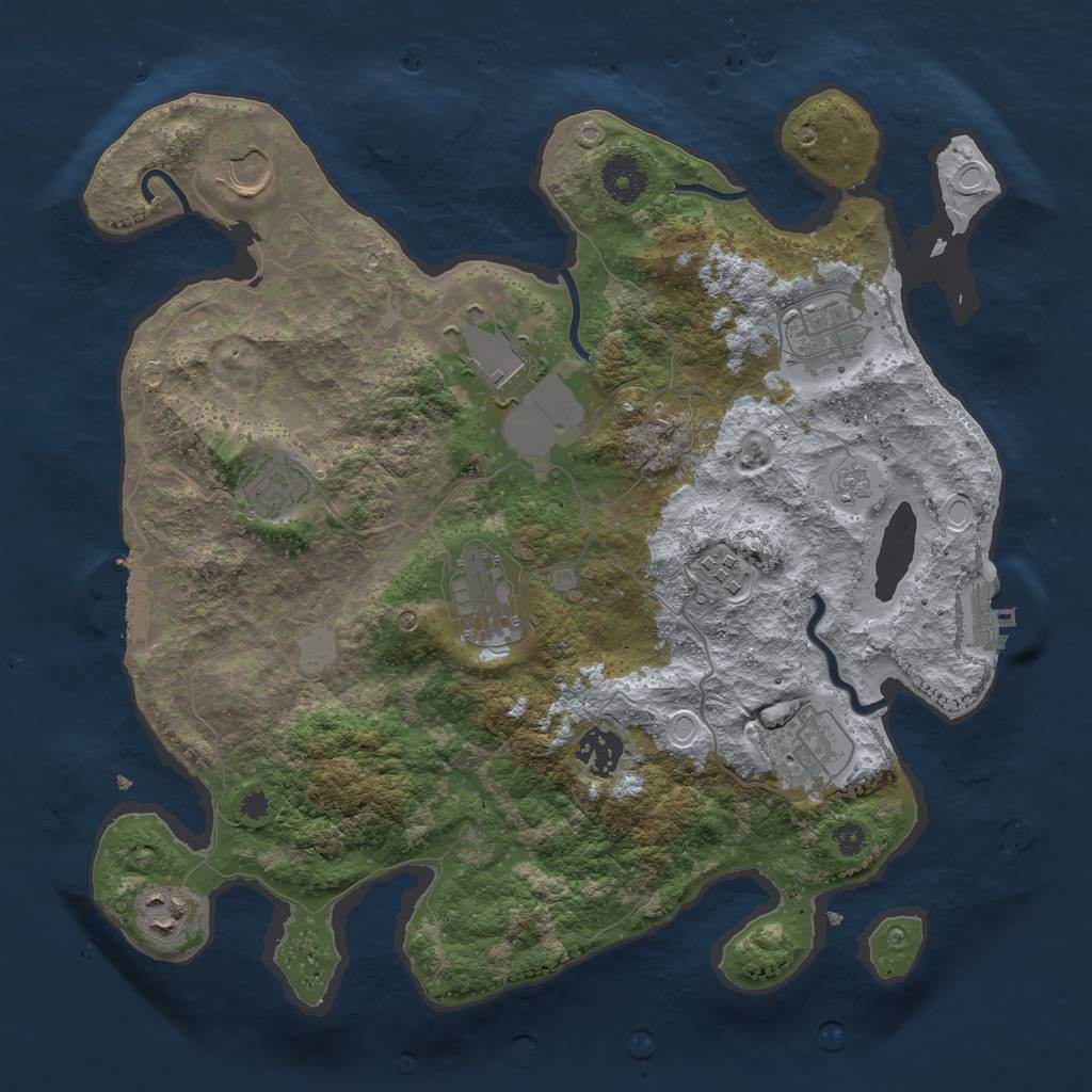 Rust Map: Procedural Map, Size: 3500, Seed: 60857727, 15 Monuments