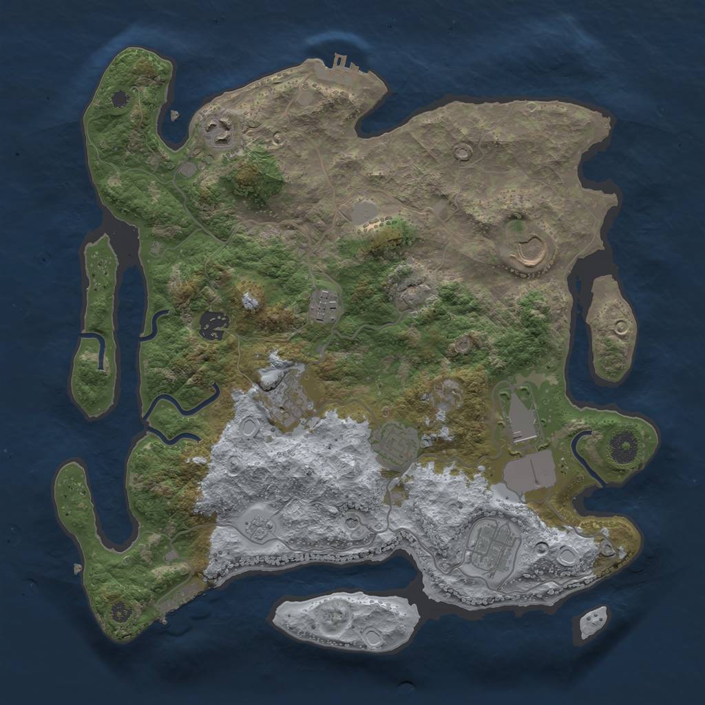 Rust Map: Procedural Map, Size: 3500, Seed: 1222170437, 15 Monuments