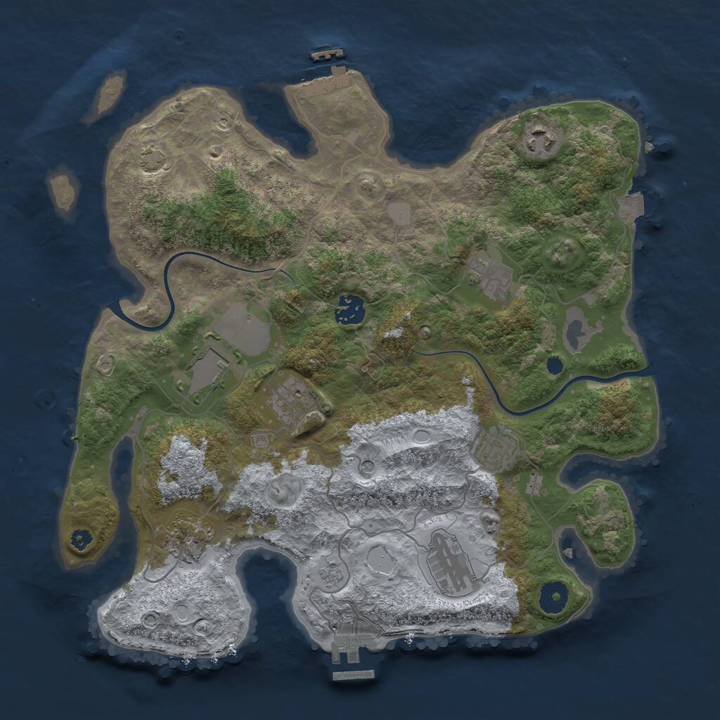 Rust Map: Procedural Map, Size: 3500, Seed: 54689, 14 Monuments