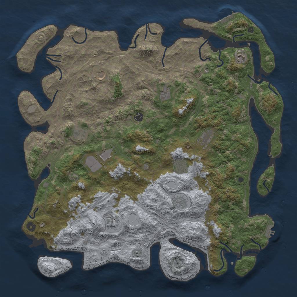Rust Map: Procedural Map, Size: 4800, Seed: 2017486885, 18 Monuments