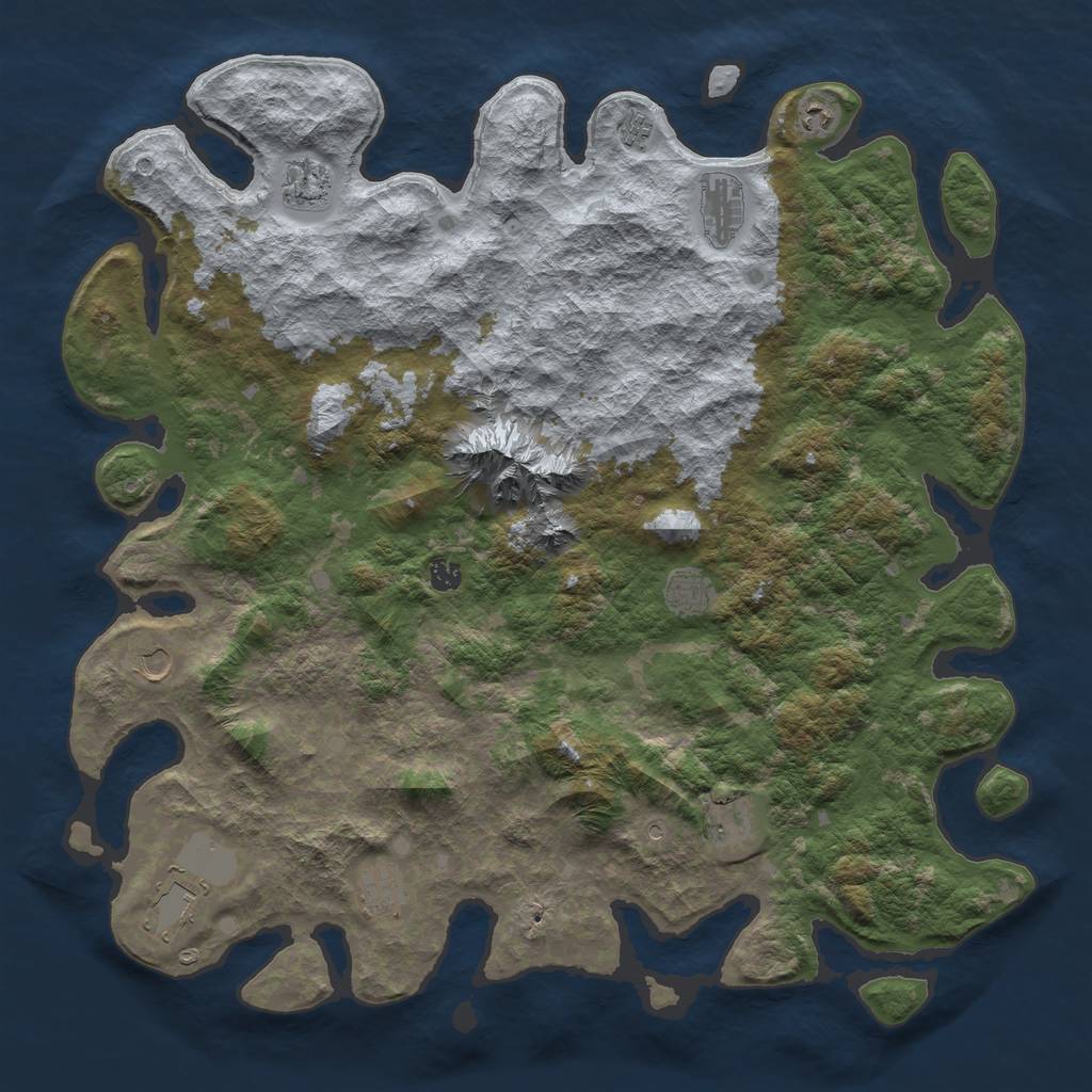 Rust Map: Barren, Size: 5000, Seed: 75196, 13 Monuments