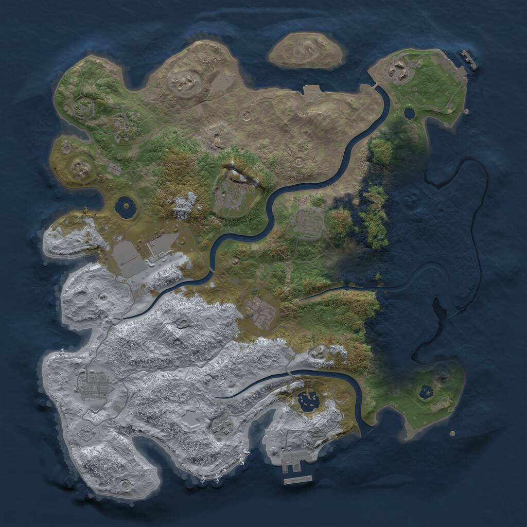Rust Map: Procedural Map, Size: 3750, Seed: 48777445, 15 Monuments