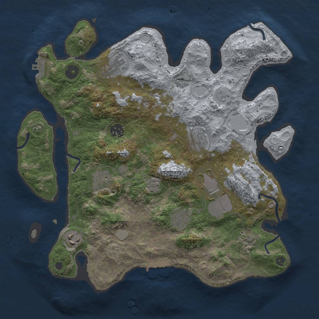 Rust Map: Procedural Map, Size: 3500, Seed: 6140423, 16 Monuments