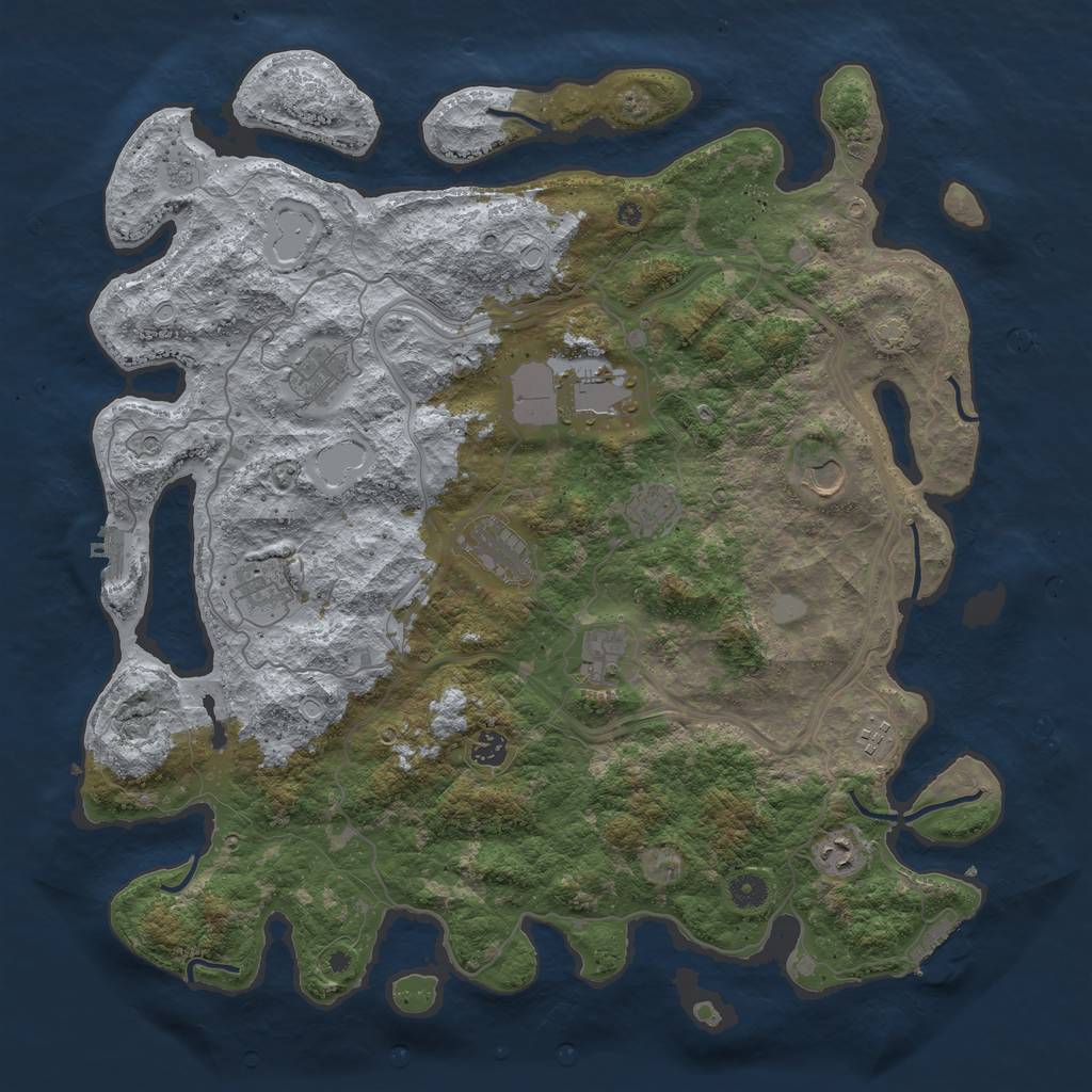 Rust Map: Procedural Map, Size: 4500, Seed: 4548, 18 Monuments