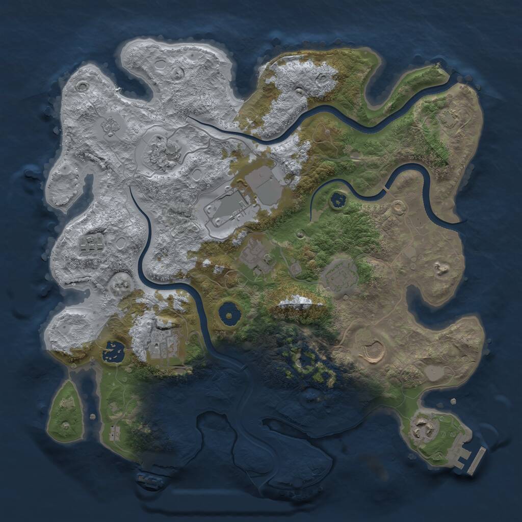 Rust Map: Procedural Map, Size: 3500, Seed: 387137345, 15 Monuments